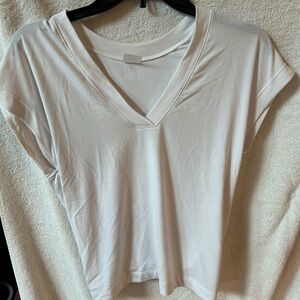 Athleta White V-Neck, Tie-Back Women's Top